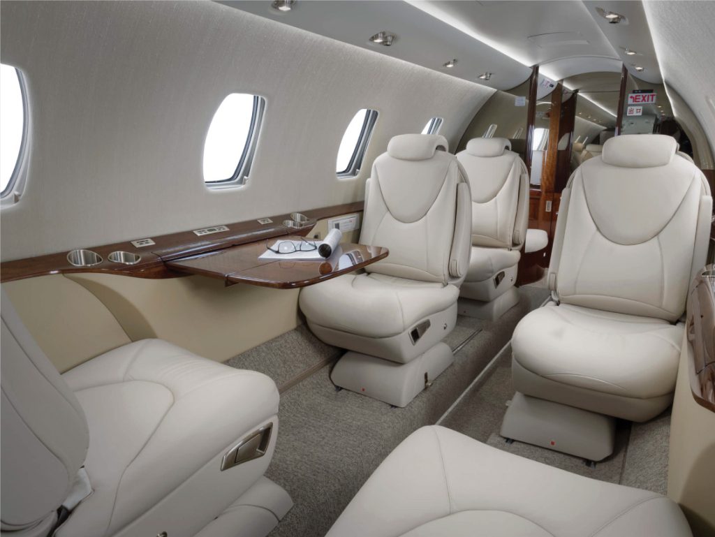 empty business class private jet