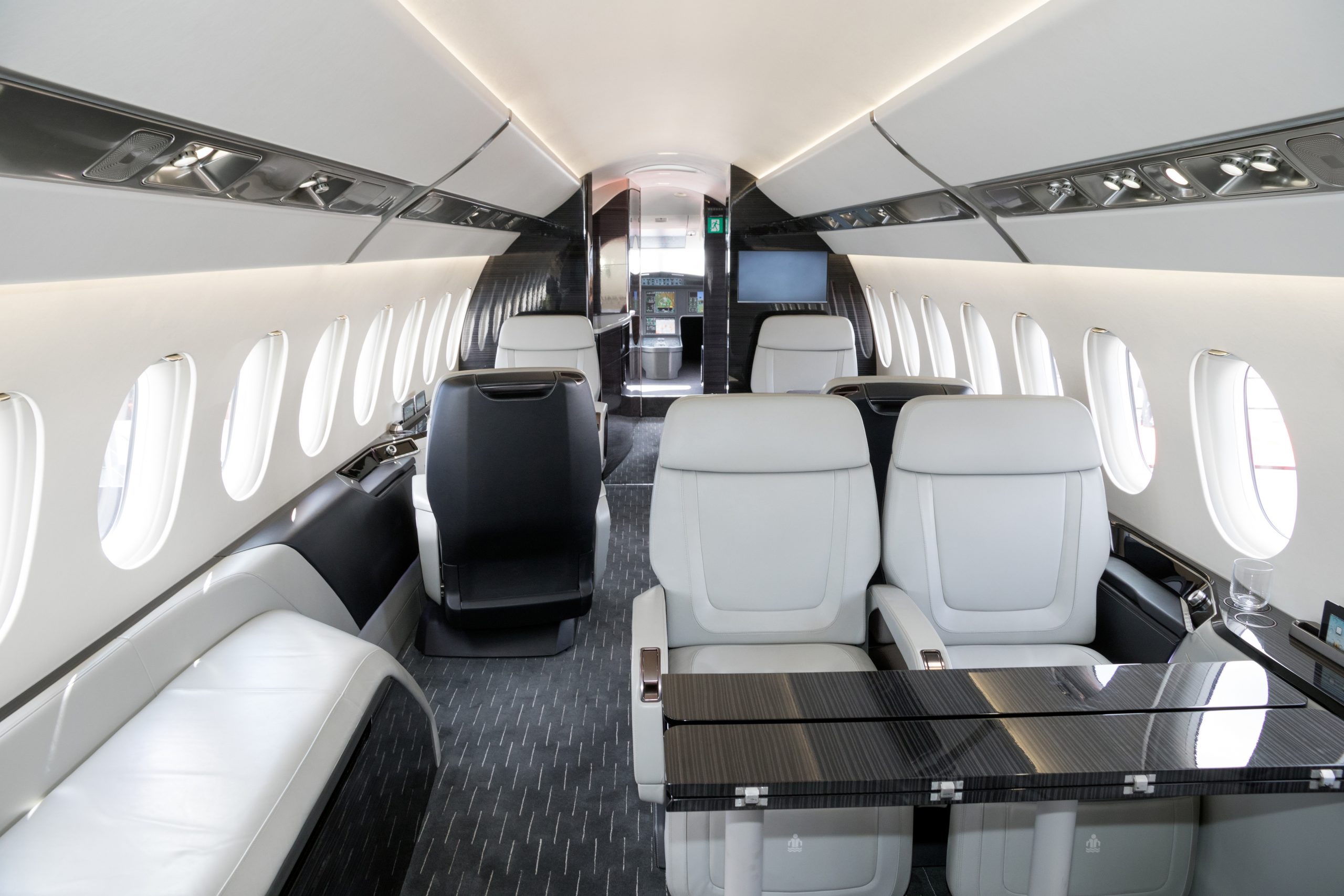 empty falcon business jet