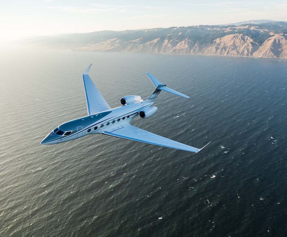 private plane over ocean